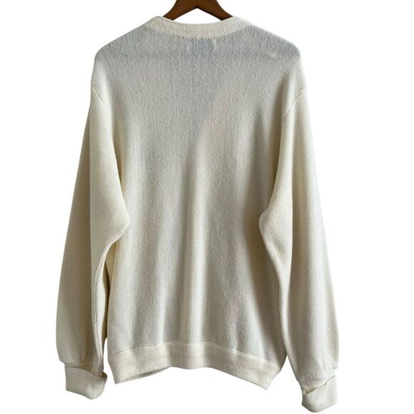 IZOD vintage Cardigan Sweater Mens M Ivory Y2K Oversized Grandpa Preppy Academia - Picture 2 of 13